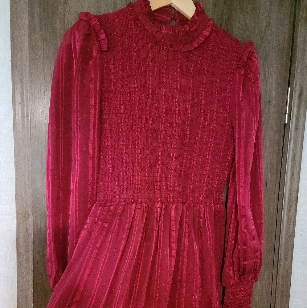 Red Shimmer Lulu's Long Sleve Dress
